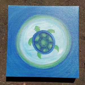 Turtle canvas wall art 9x9"